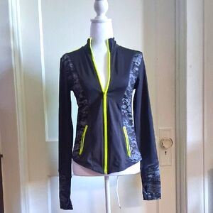 Lime Green And Gray Zip Up